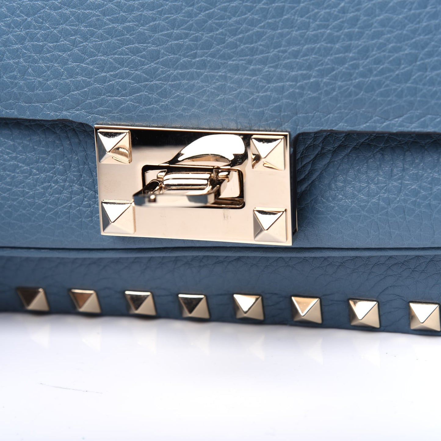 Grainy Calfskin Rockstud Flap Crossbody Bag Amadeus