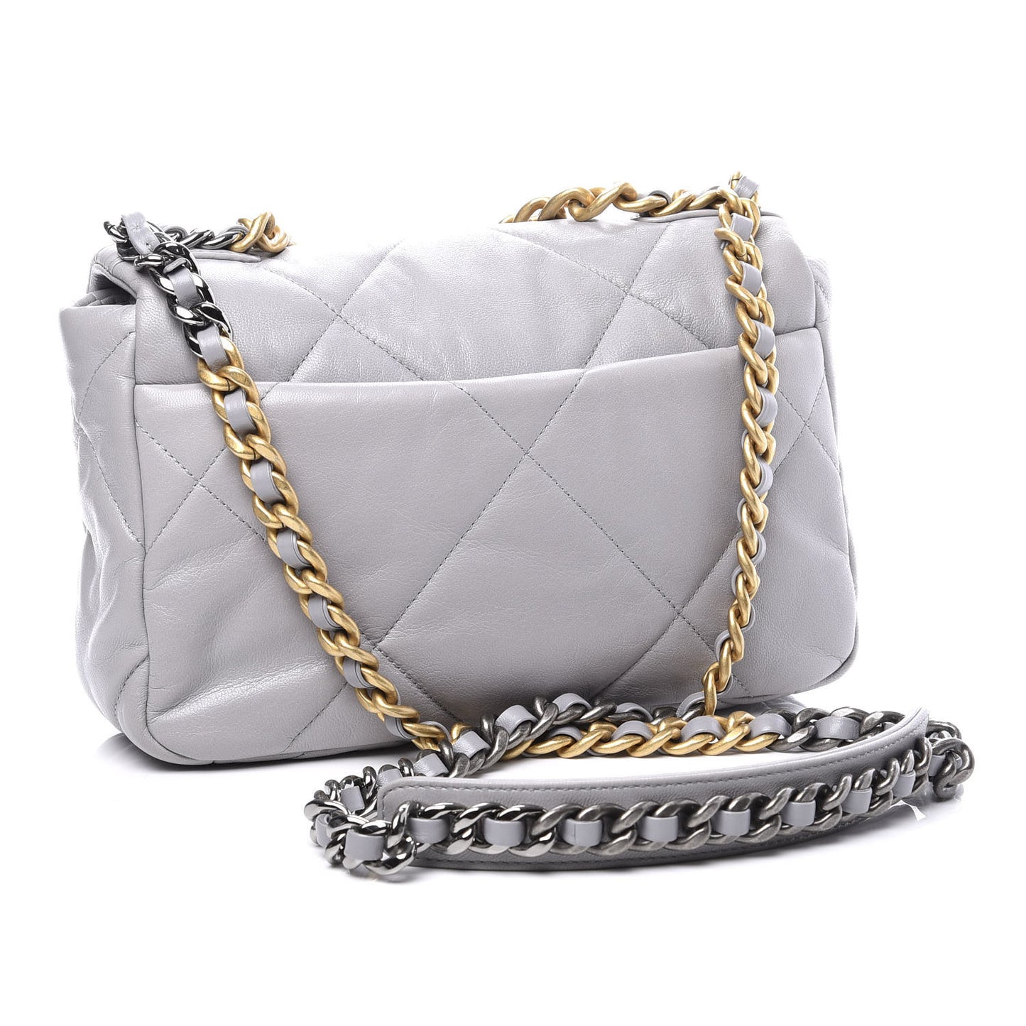 Goatskin Quilted Medium 19 Flap Grey