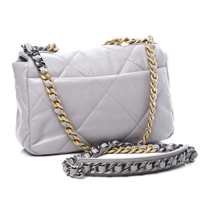 Chanel Goatskin Quilted Medium 19 Flap Grey 2 of 10