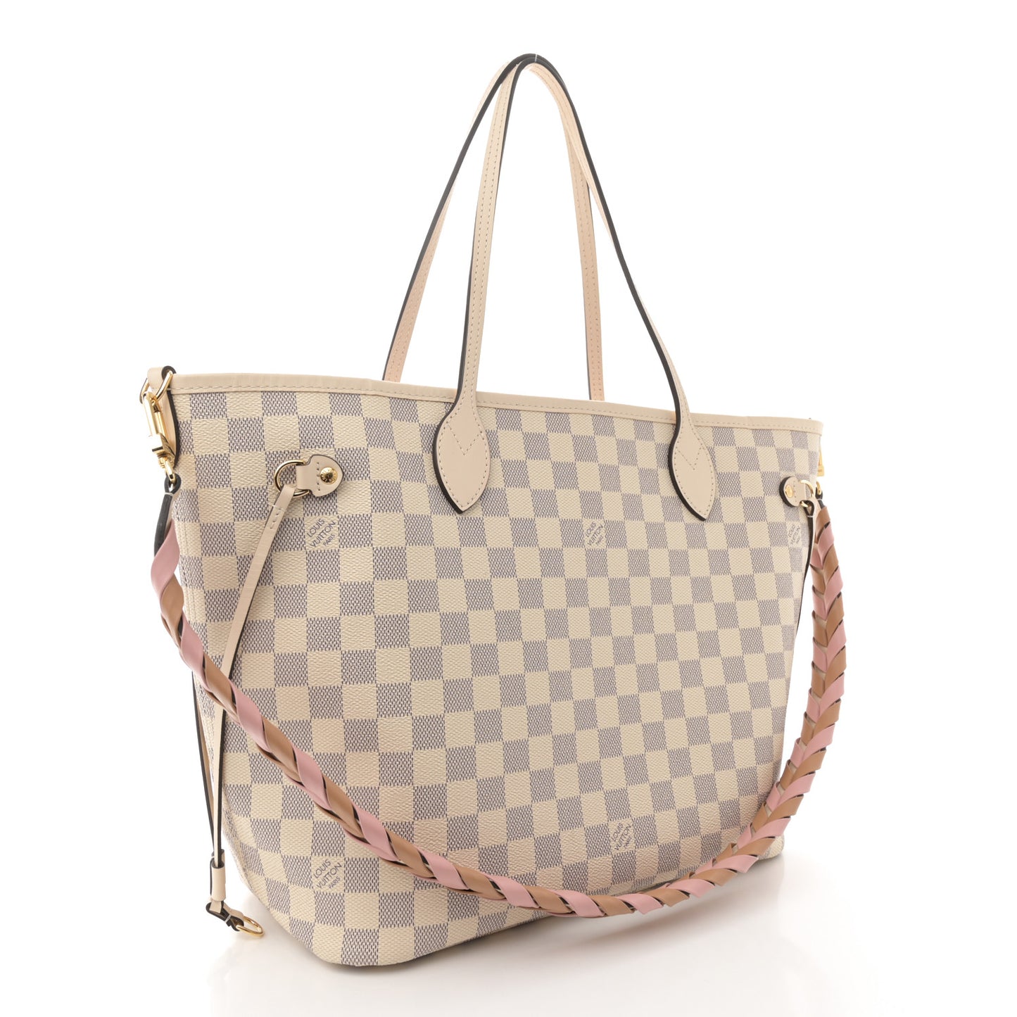Damier Azur Braided Neverfull MM Pink