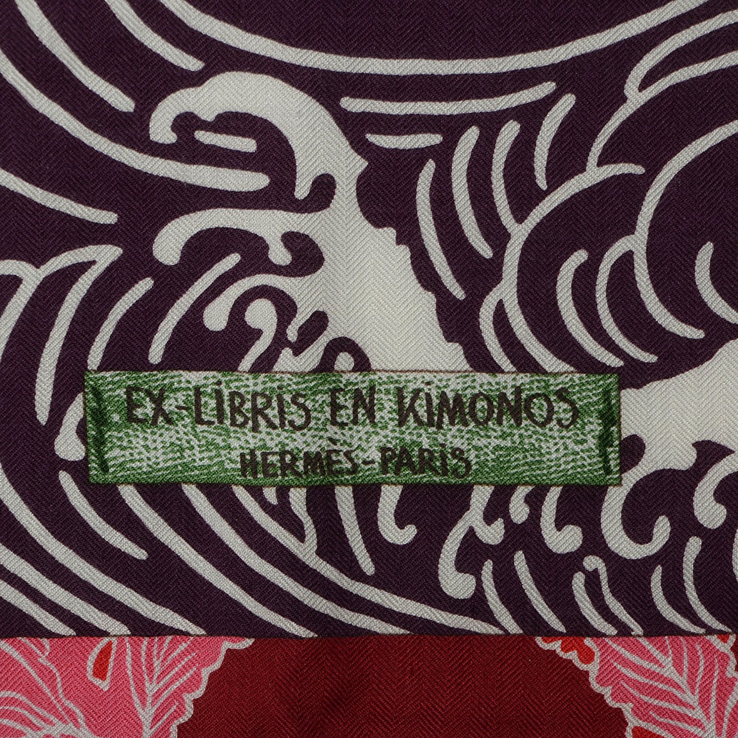 Cashmere Silk Ex Libris En Monogram Kimonos Scarf Prune Rose Violet 140