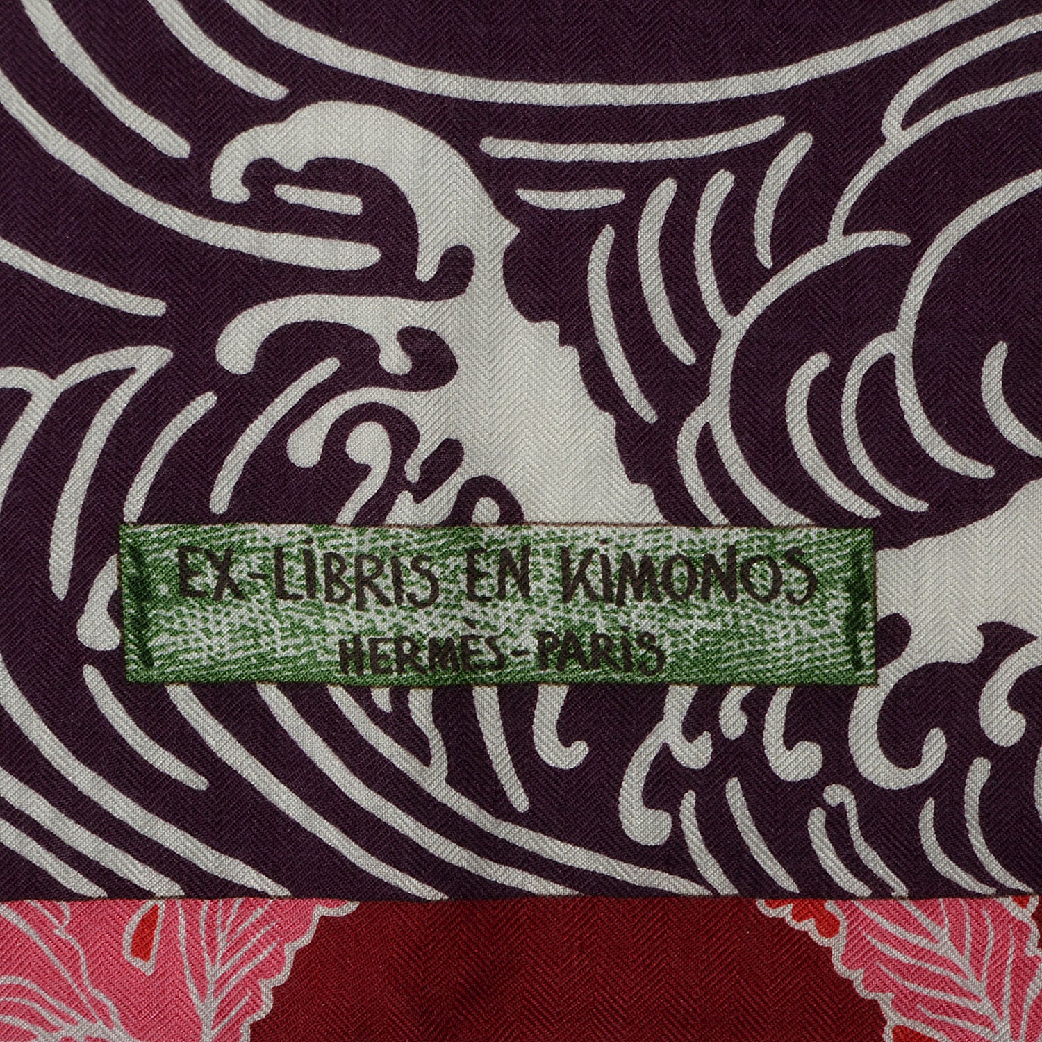 Hermes Cashmere Silk Ex Libris En Monogram Kimonos Scarf Prune Rose Violet 140 4 of 6