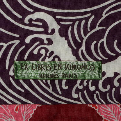 Hermes Cashmere Silk Ex Libris En Monogram Kimonos Scarf Prune Rose Violet 140 4 of 6