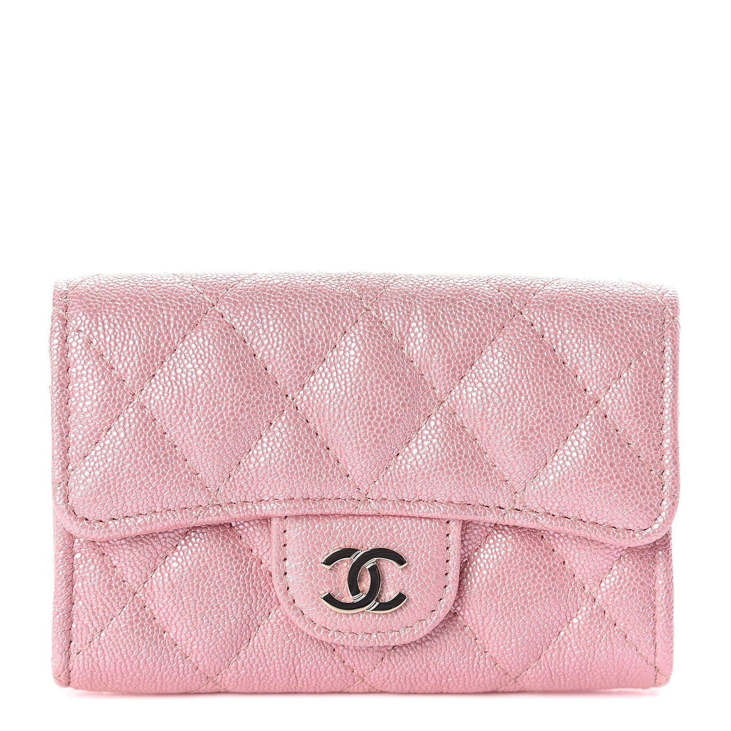 Chanel Iridescent Caviar Quilted Flap Card Holder Rose Pink 1 of 9