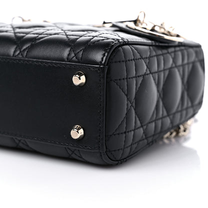 Christian Dior Lambskin Cannage Mini Lady Dior Black 9 of 10