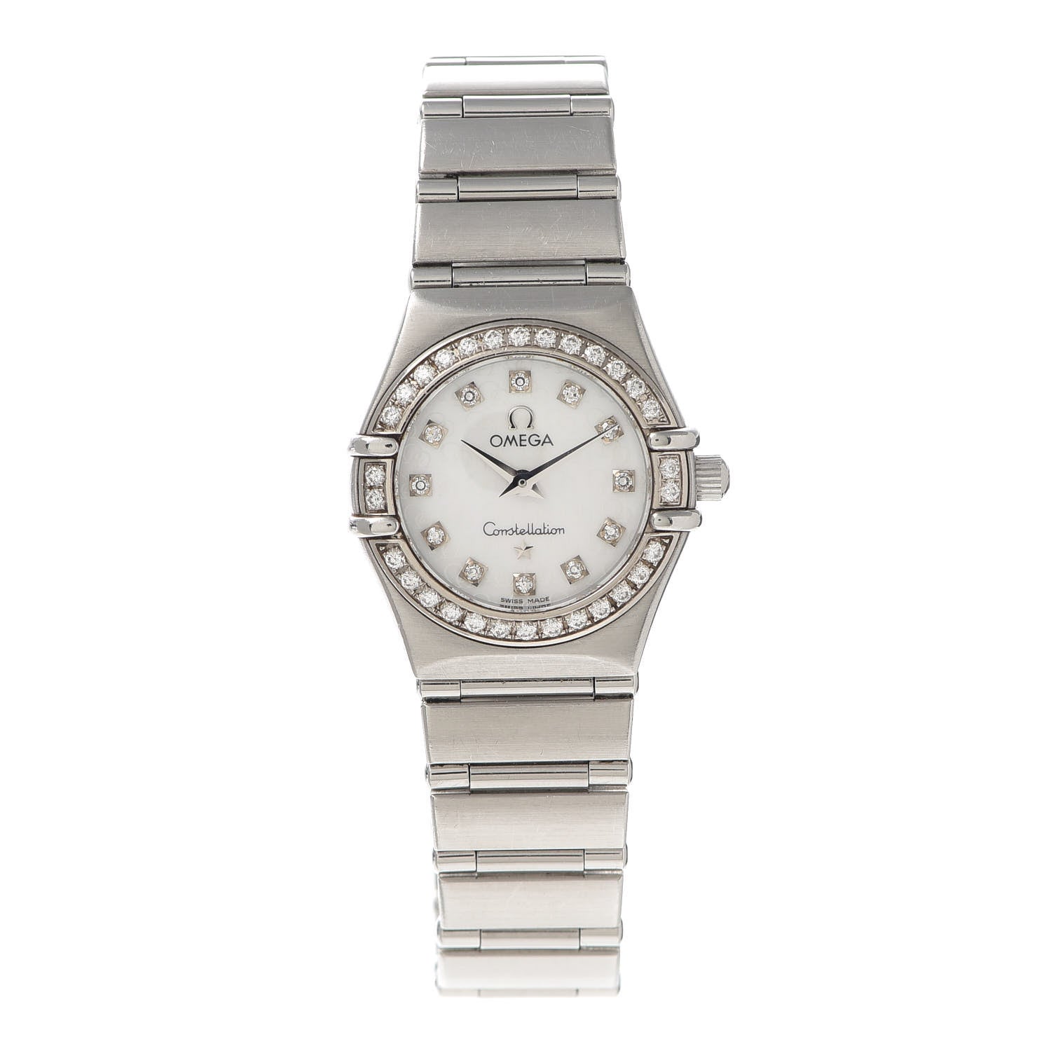 Omega Stainless Steel Diamond Bezel Mother of Pearl 22mm Constellation Quartz Watch 1460.75.00 1 of 5