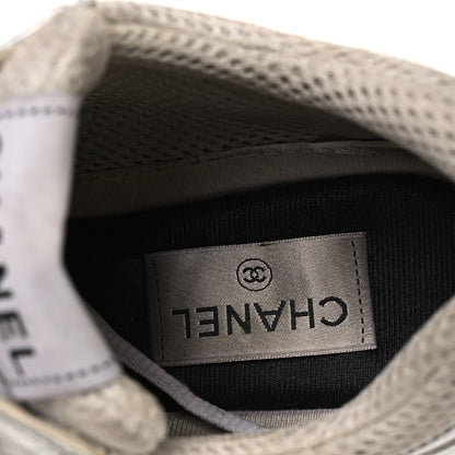Chanel Fabric Laminated Calfskin Stretch CC Sneakers 39.5 White Silver 9 of 14