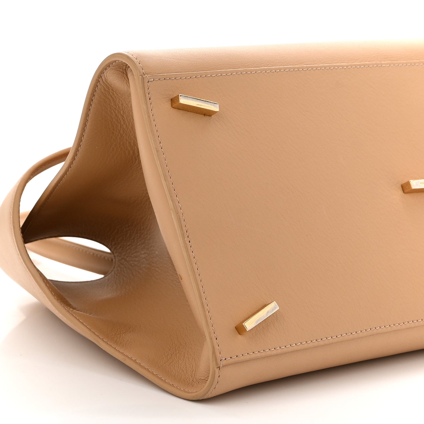 Natural Grain Calfskin Small Hug Bag Light Caramel