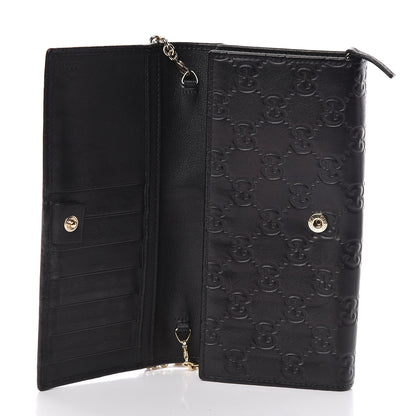 Gucci Guccissima Margaux Calfskin Metal Bar Chain Wallet Black 5 of 12
