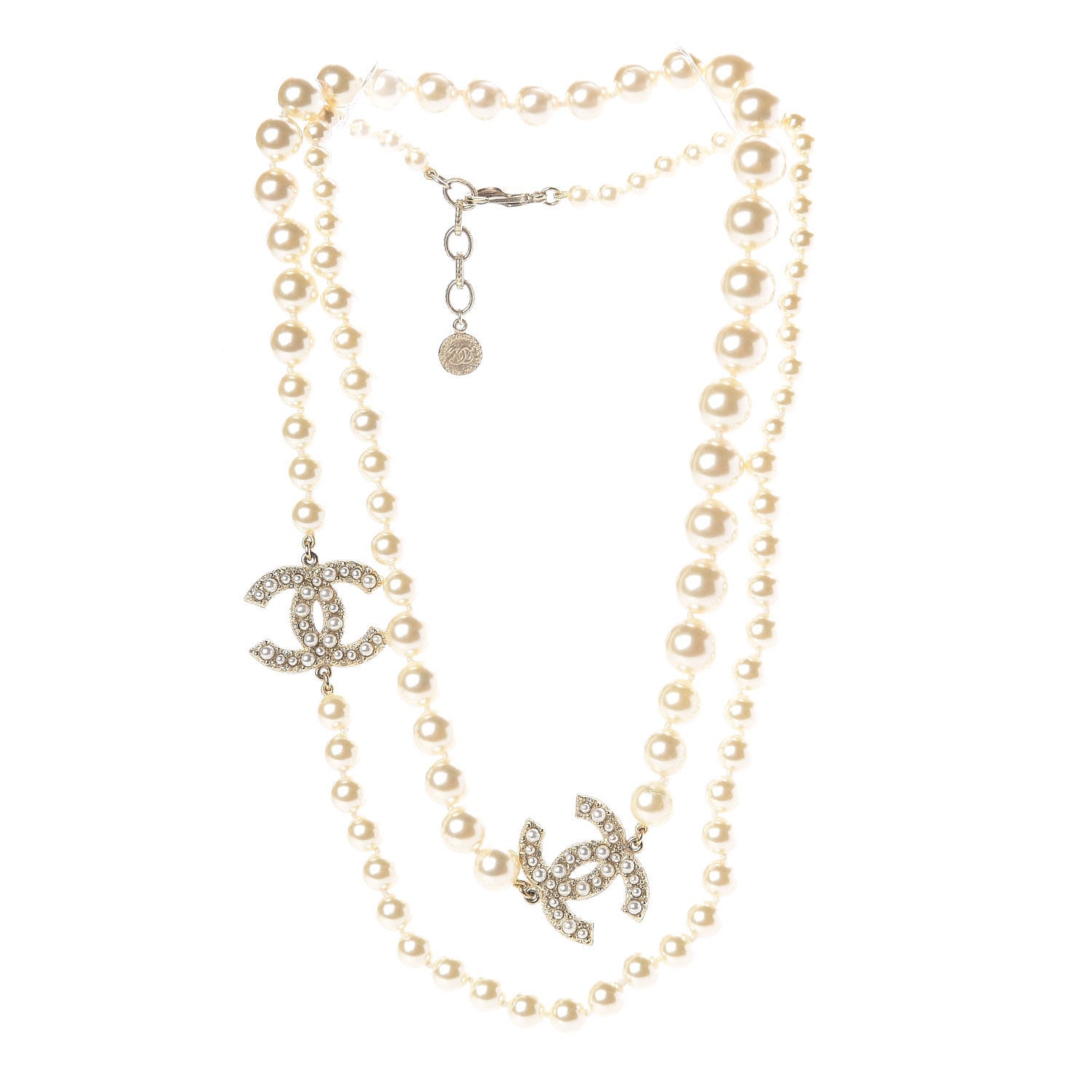 Chanel Graduated Pearl Long CC Necklace Gold 3 of 5