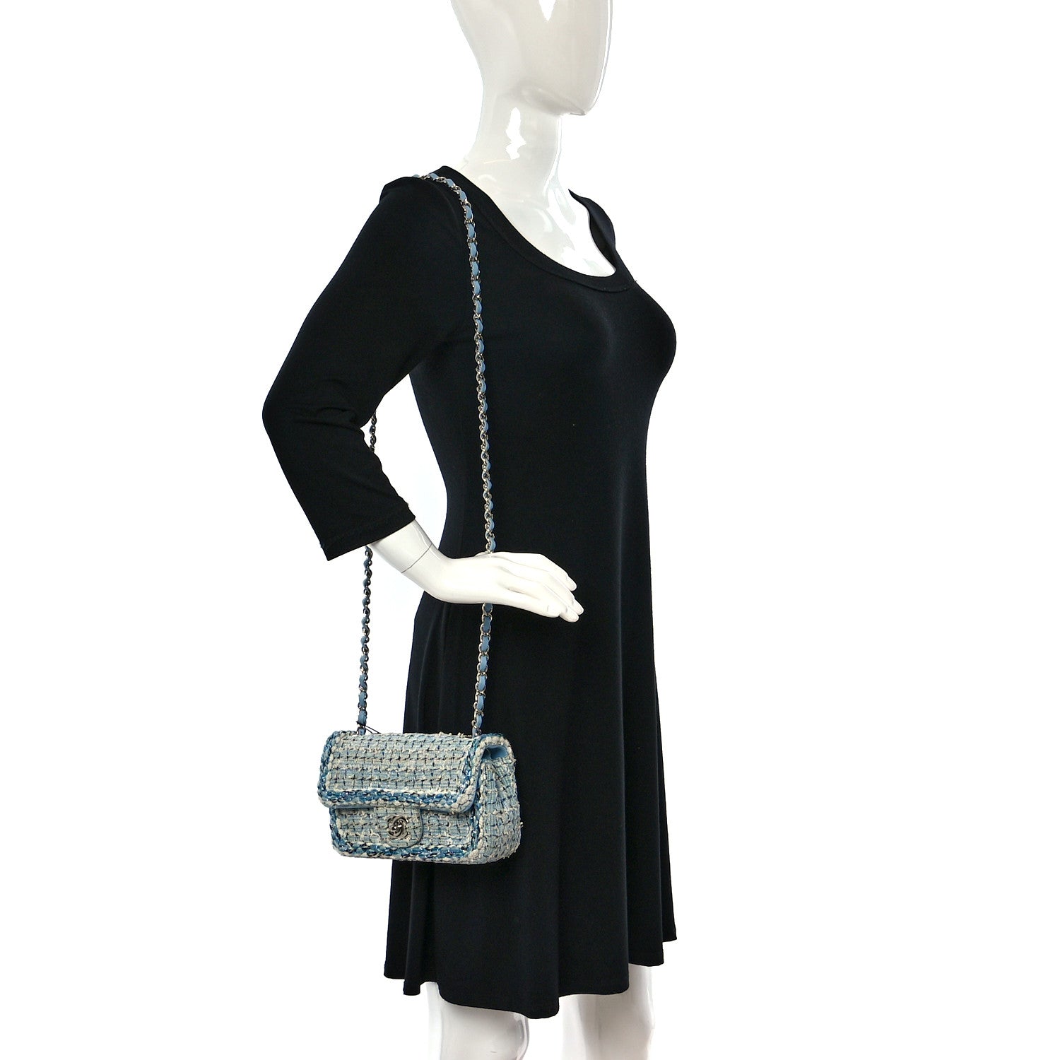 Chanel Tweed Braid Mini Flap Blue White Navy 2 of 12