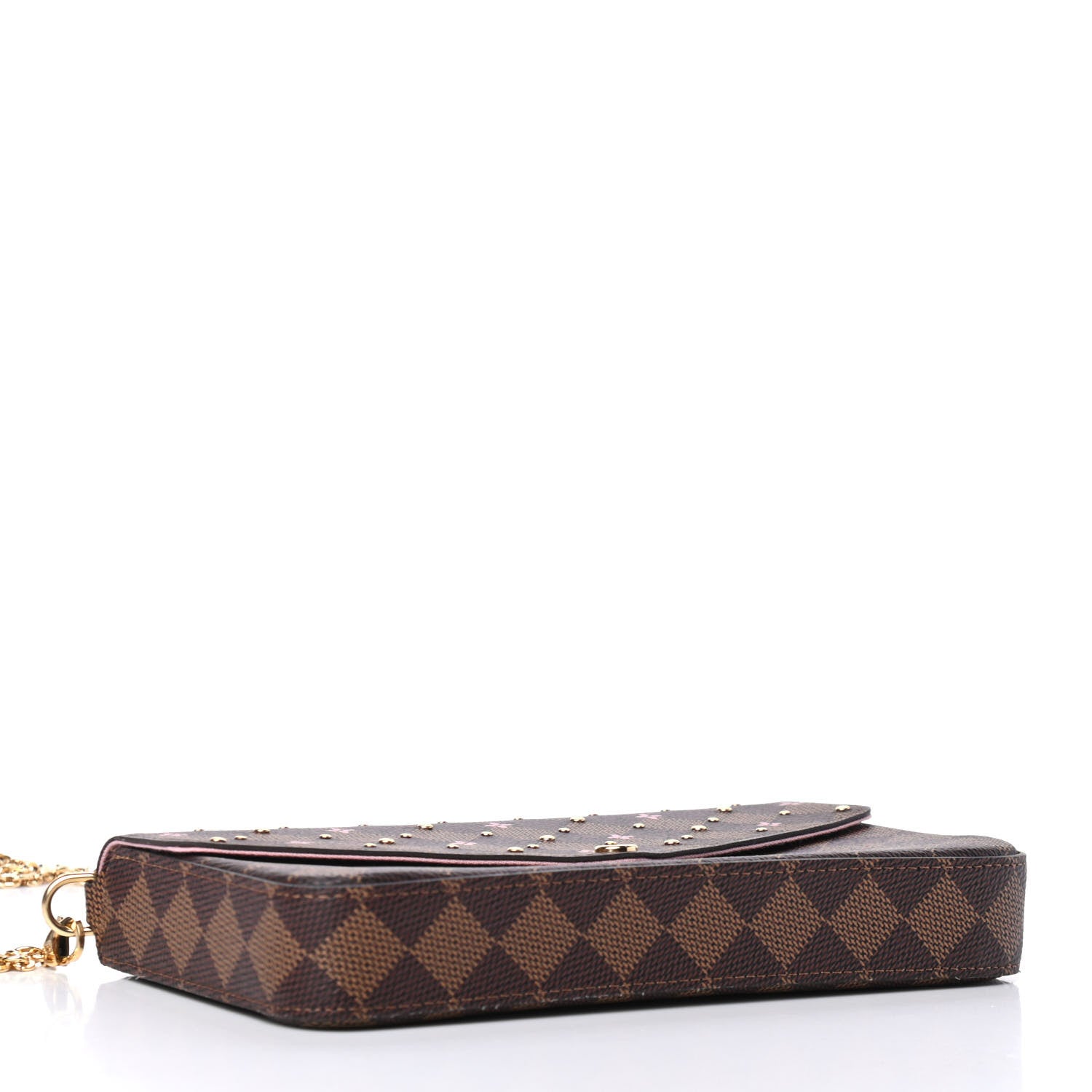 Louis Vuitton Damier Ebene Studded Pochette Felicie Chain Wallet 3 of 4