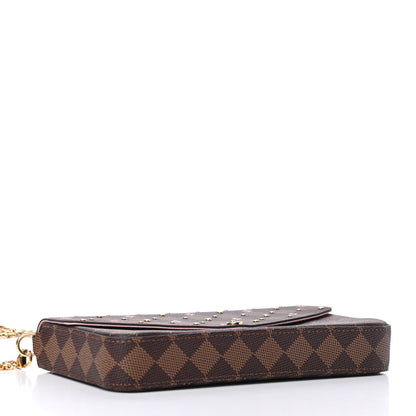 Louis Vuitton Damier Ebene Studded Pochette Felicie Chain Wallet 3 of 4
