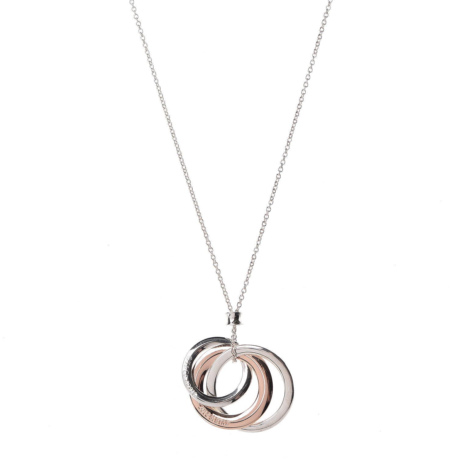 Tiffany Sterling Silver Rubedo Small Interlocking Circles Pendant Necklace 1 of 8