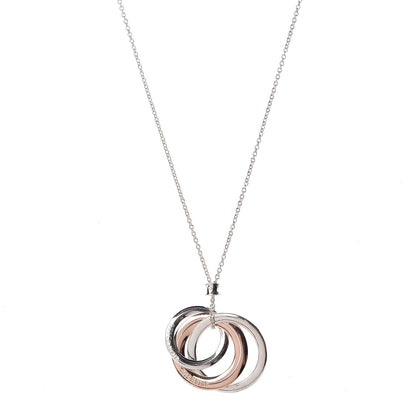 Tiffany Sterling Silver Rubedo Small Interlocking Circles Pendant Necklace 1 of 8