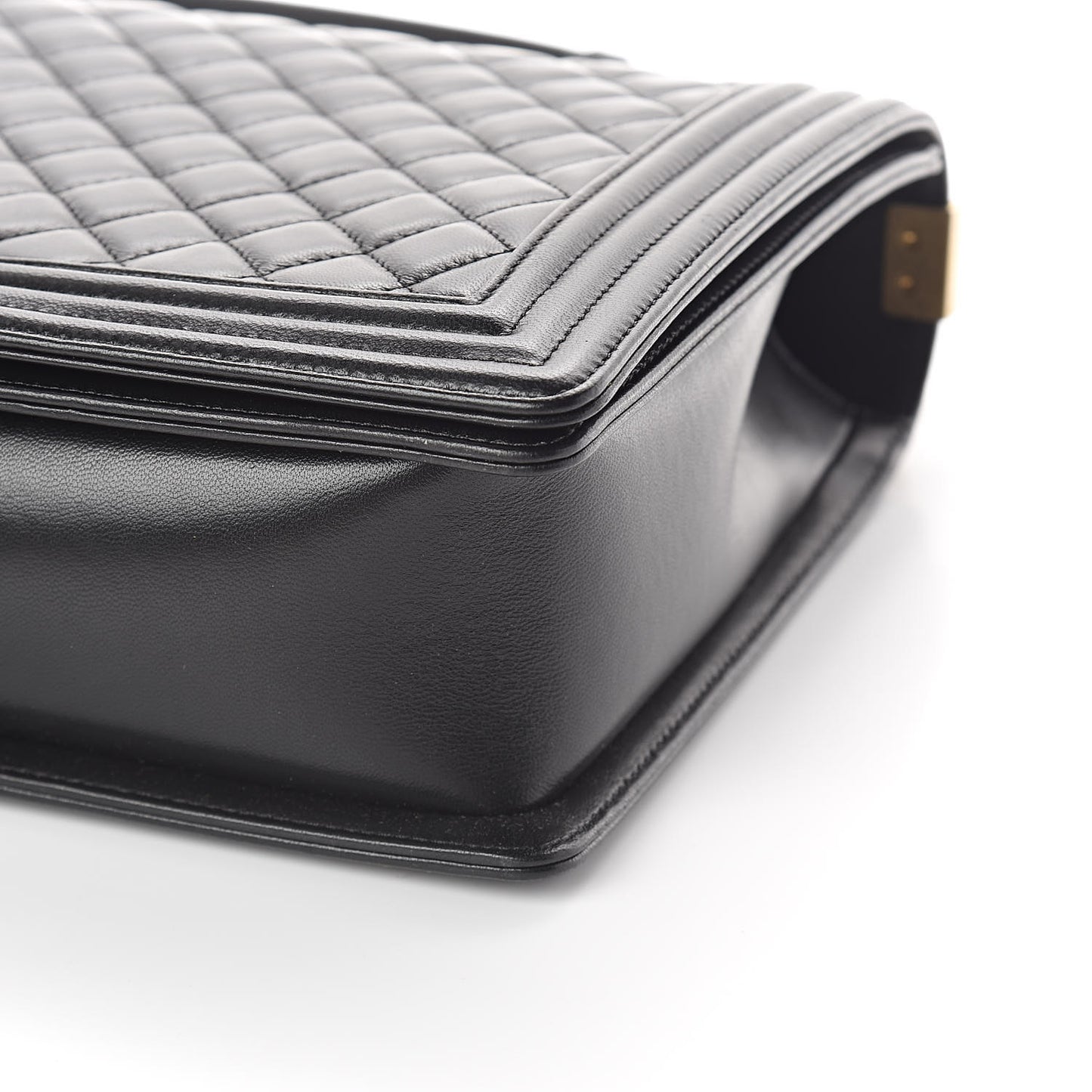 Lambskin Quilted Large Boy Flap Black