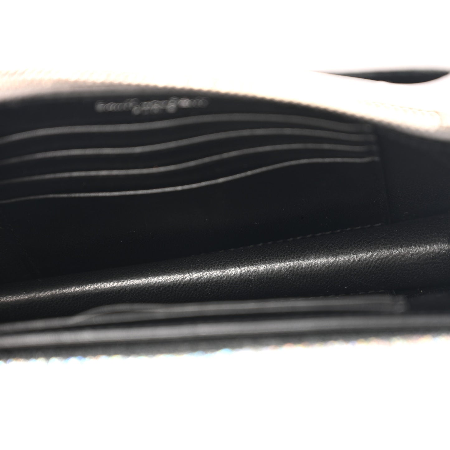 Metallic Crackled Calfskin Monogram Sunset Chain Wallet Star Light