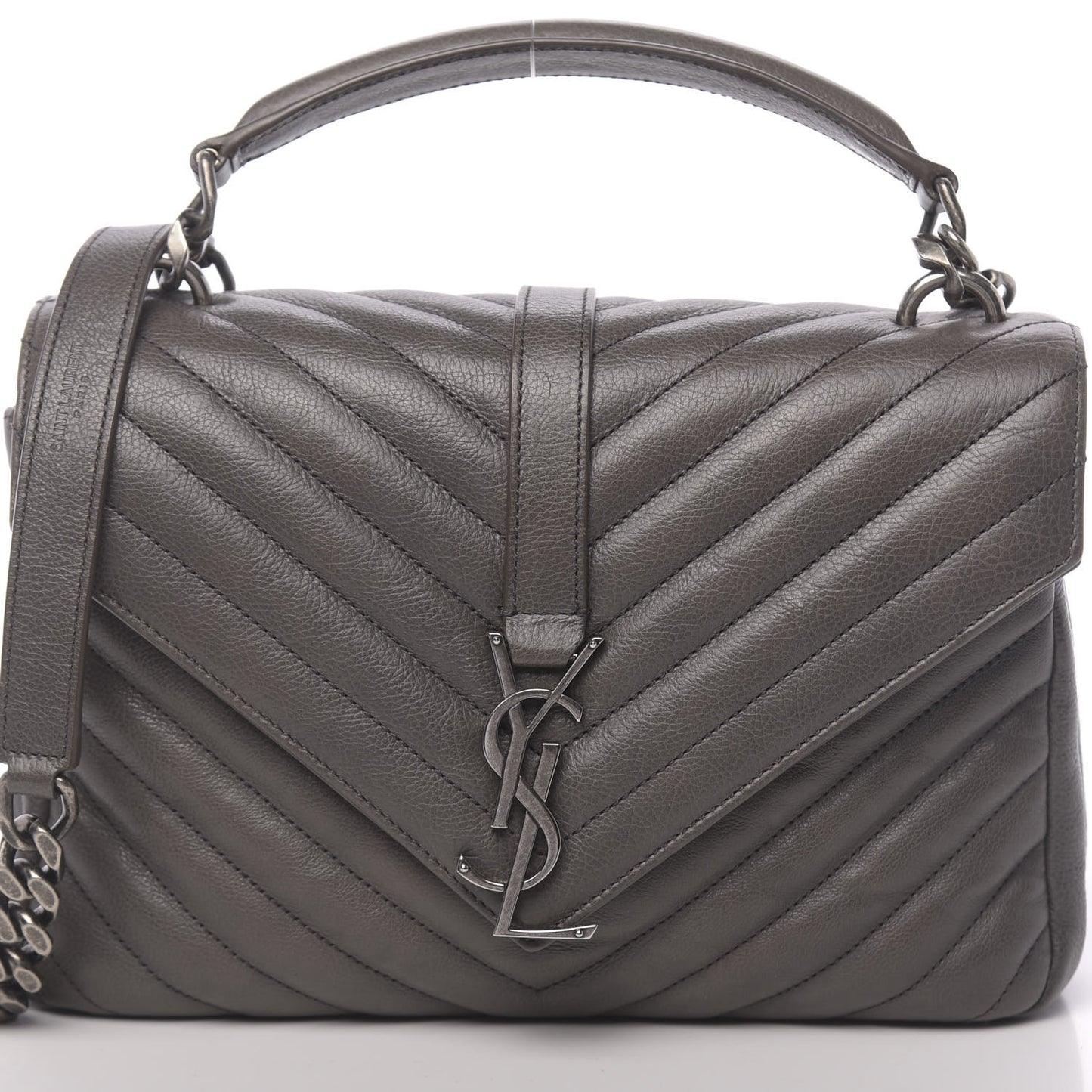 Matelasse Chevron Monogram Medium College Bag Gray