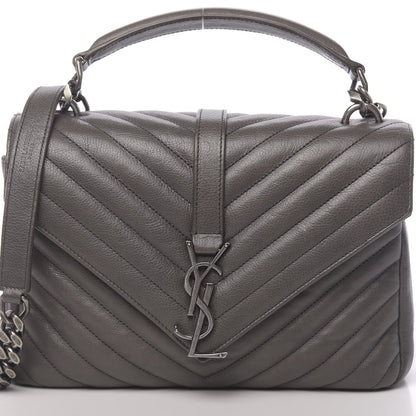 Saint Laurent Matelasse Chevron Monogram Medium College Bag Gray 11 of 23