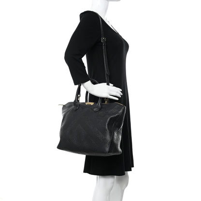Burberry Heritage Grain Check Embossed Medium Dewsbury Tote Black 2 of 20