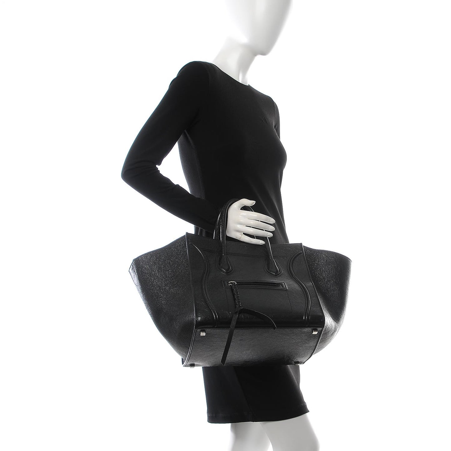 Shiny Goatskin Medium Phantom Luggage Black