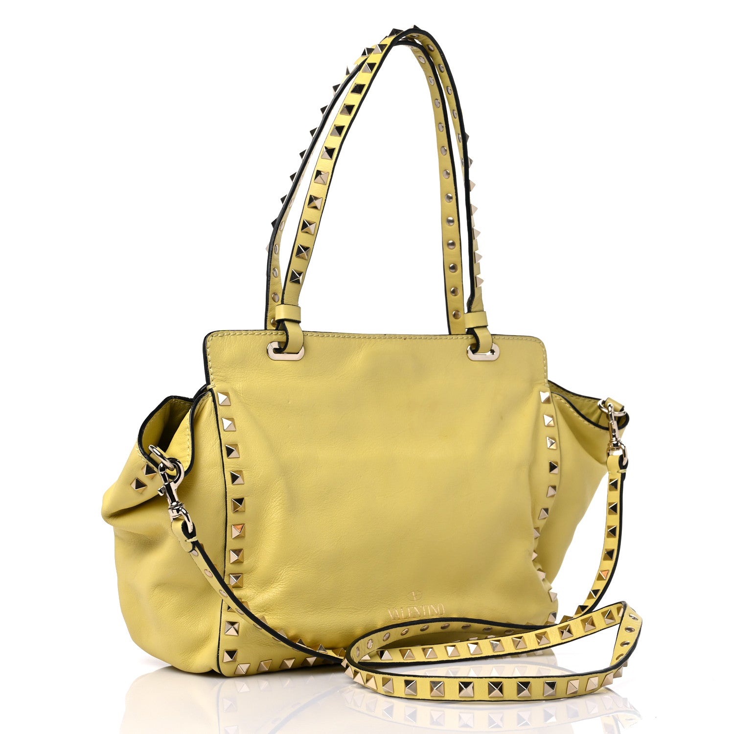 Valentino Garavani Vitello Small Rockstud Tote Water Yellow 3 of 15