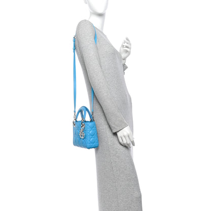 Christian Dior Lambskin Cannage Mini Lady Dior Blue 2 of 11