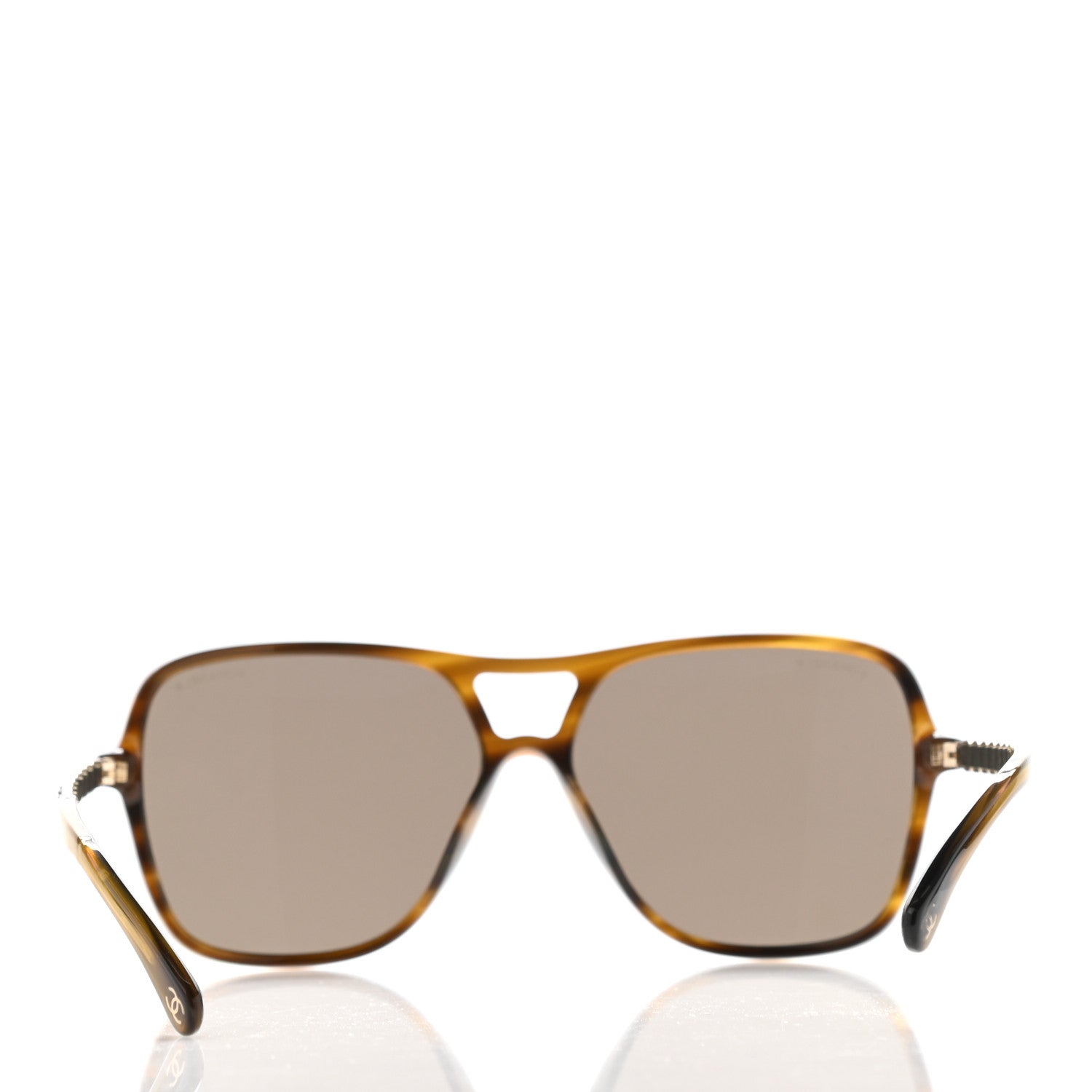 Chanel Metal Calfskin CC Chain Pilot Sunglasses 5439-Q Green Tortoise 8 of 8