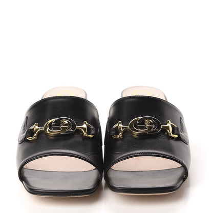 Gucci Malaga Kid Zumi Mid Heel Slide Sandals 38.5 Black 2 of 10