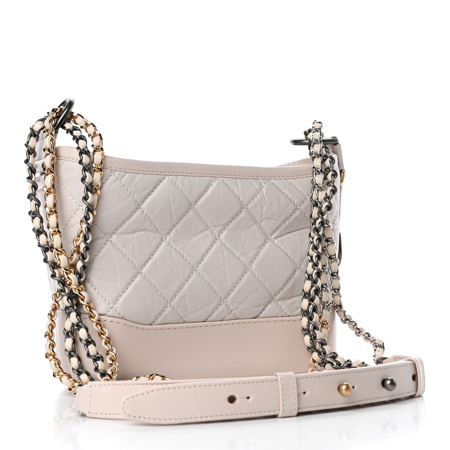 Aged Calfskin Quilted Small Gabrielle Hobo Beige