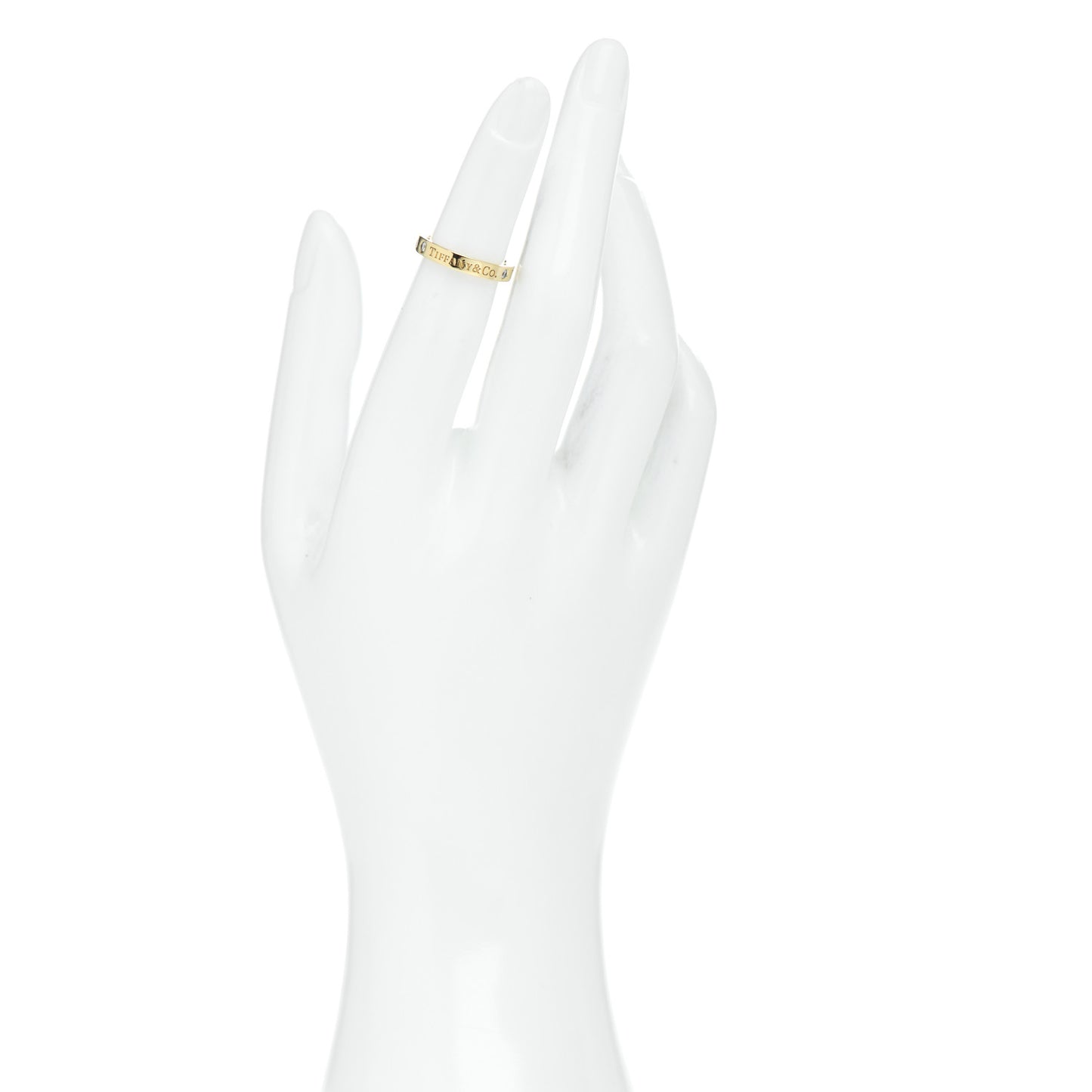 18K Yellow Gold Diamond Logo Band Ring 46 3.75