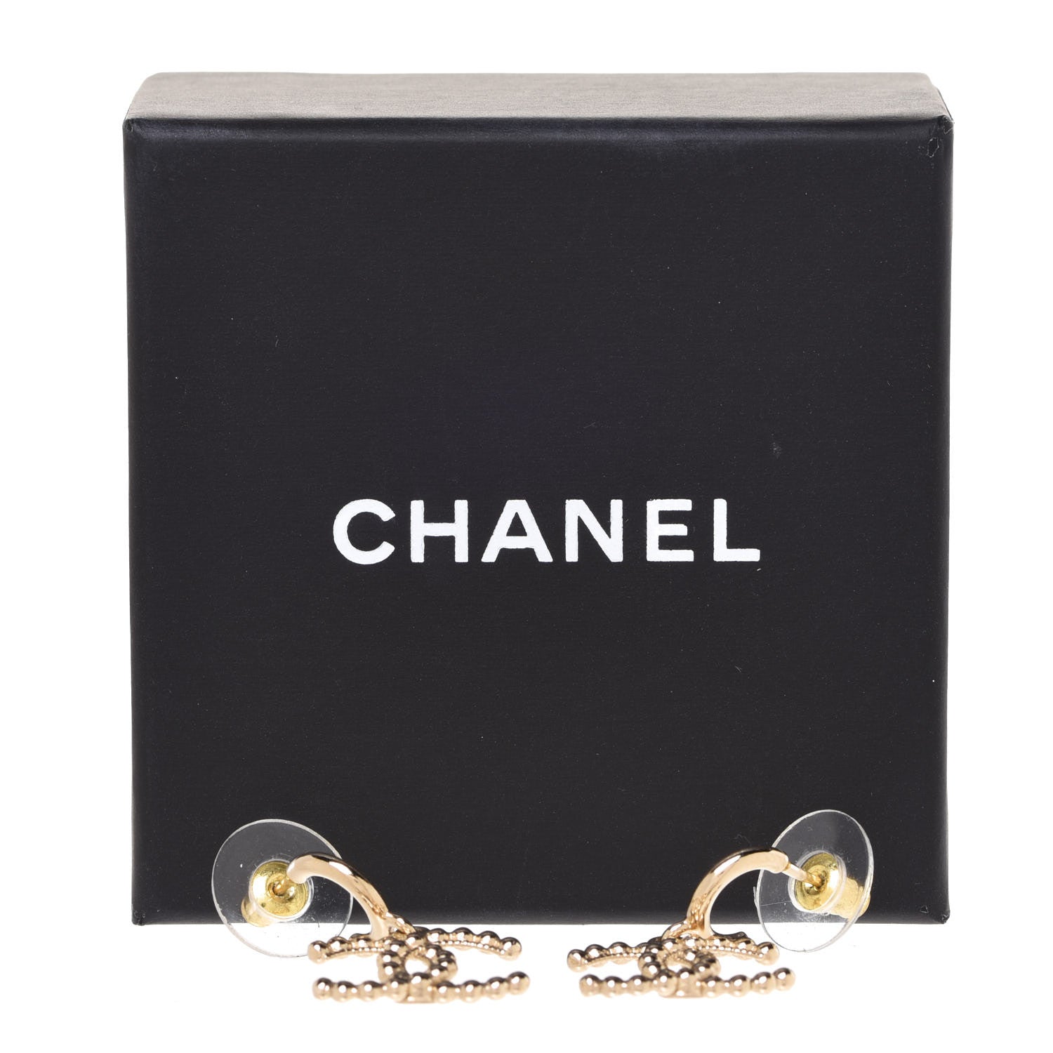Chanel Metal Bead CC Drop Earrings Gold 5 of 5