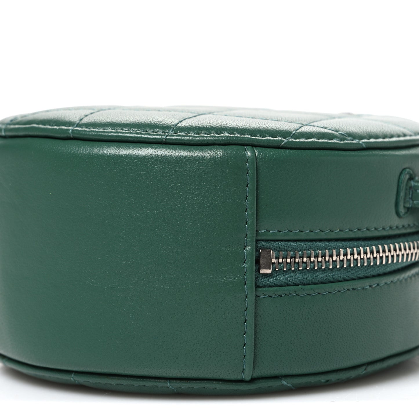 Lambskin Quilted Round Clutch With Chain Green