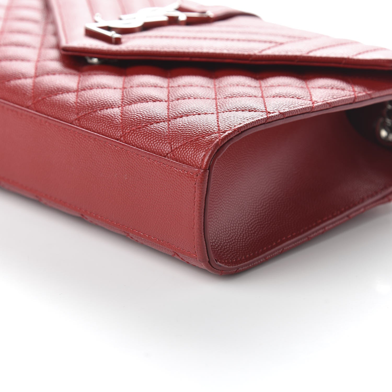 Saint Laurent Grain De Poudre Textured Mixed Matelasse Triquilt Medium Monogram Satchel New Red 7 of 10