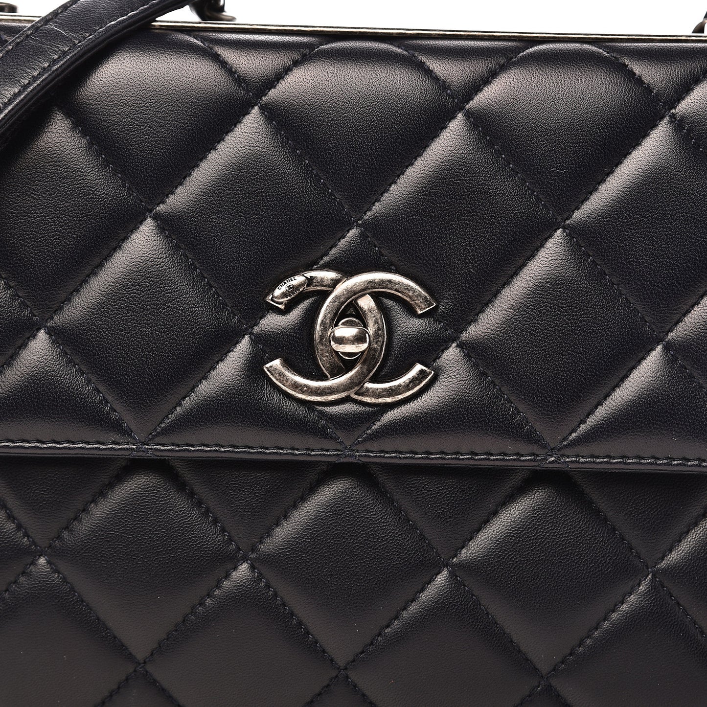 Lambskin Quilted Medium Trendy CC Flap Navy Blue