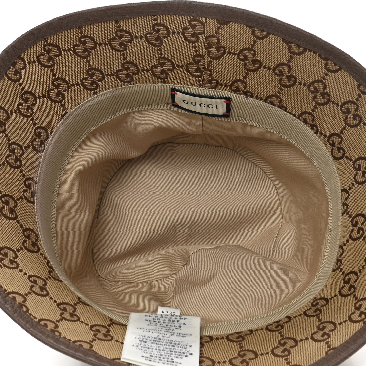 Monogram Textured Dollar Calfskin GG Jago Bucket Hat M Cacao Beige