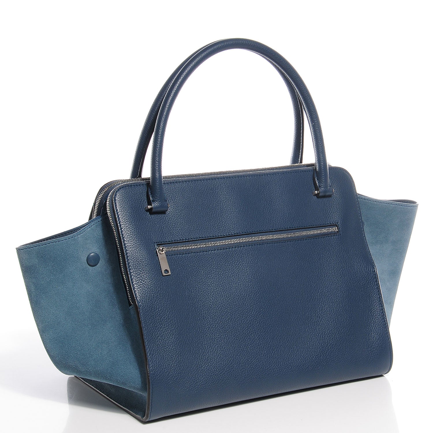 Celine Drummed Calfskin Suede Double Zip Trapeze Orage 3 of 9