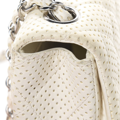 Chanel Lambskin Perforated East West Flap White 13 of 16