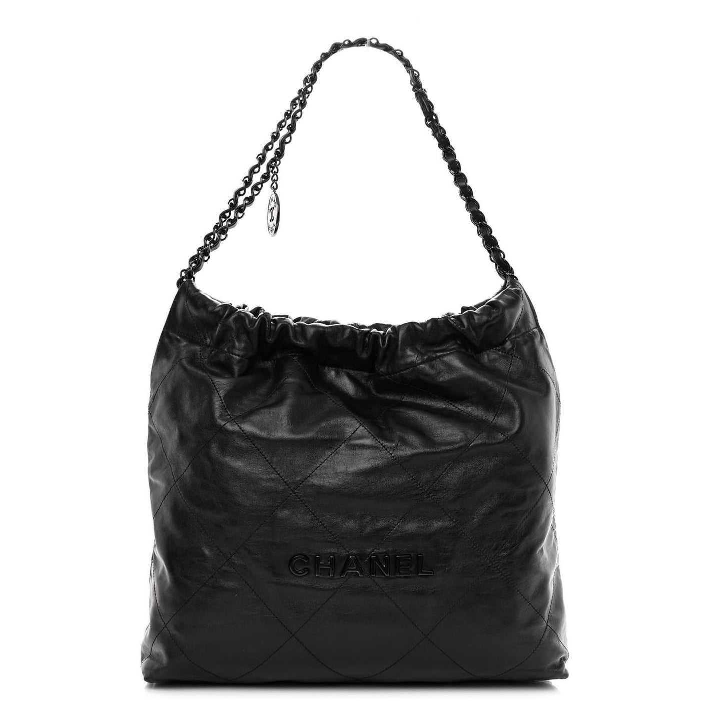 Shiny Calfskin Quilted Chanel 22 So Black