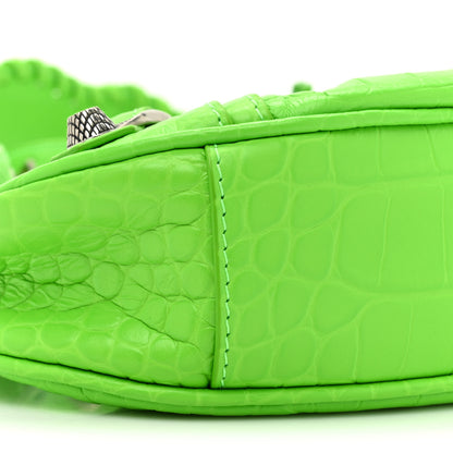 Balenciaga Extra Supple Calfskin Crocodile Embossed Le Cagole Shoulder Bag XS Acid Green 9 of 9