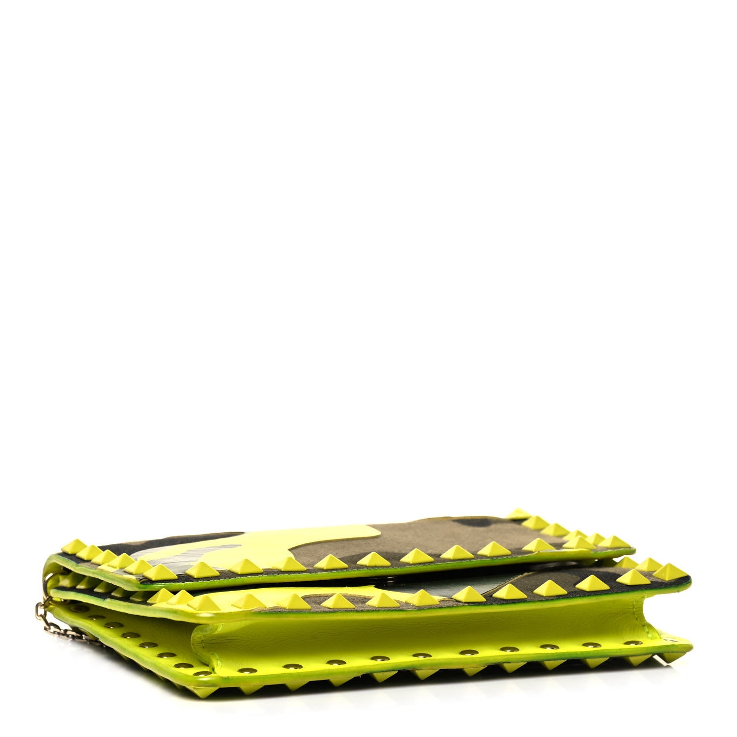 Valentino Garavani Nappa Canvas Camouflage Rockstud Chain Flap Crossbody Bag Fluo Yellow Multicolor 4 of 9