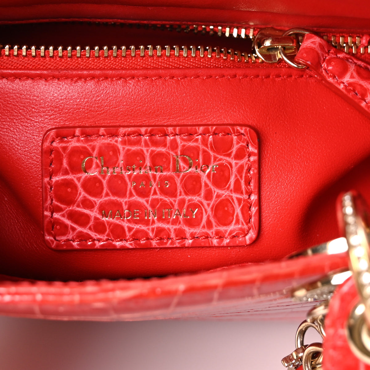 Crocodile Crystal Mini Lady Dior Green