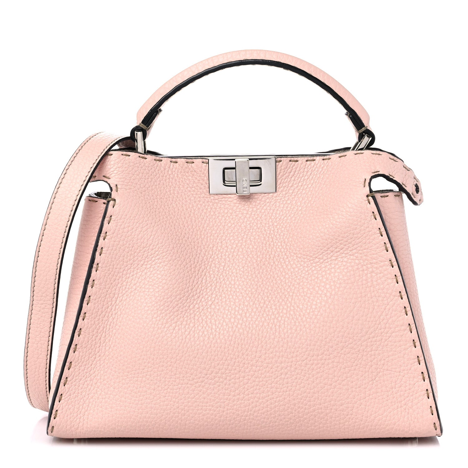 Fendi Cuoio Romano Selleria Bi-Color Medium Peekaboo Iconic Essentially Satchel Cipria Latte 1 of 10
