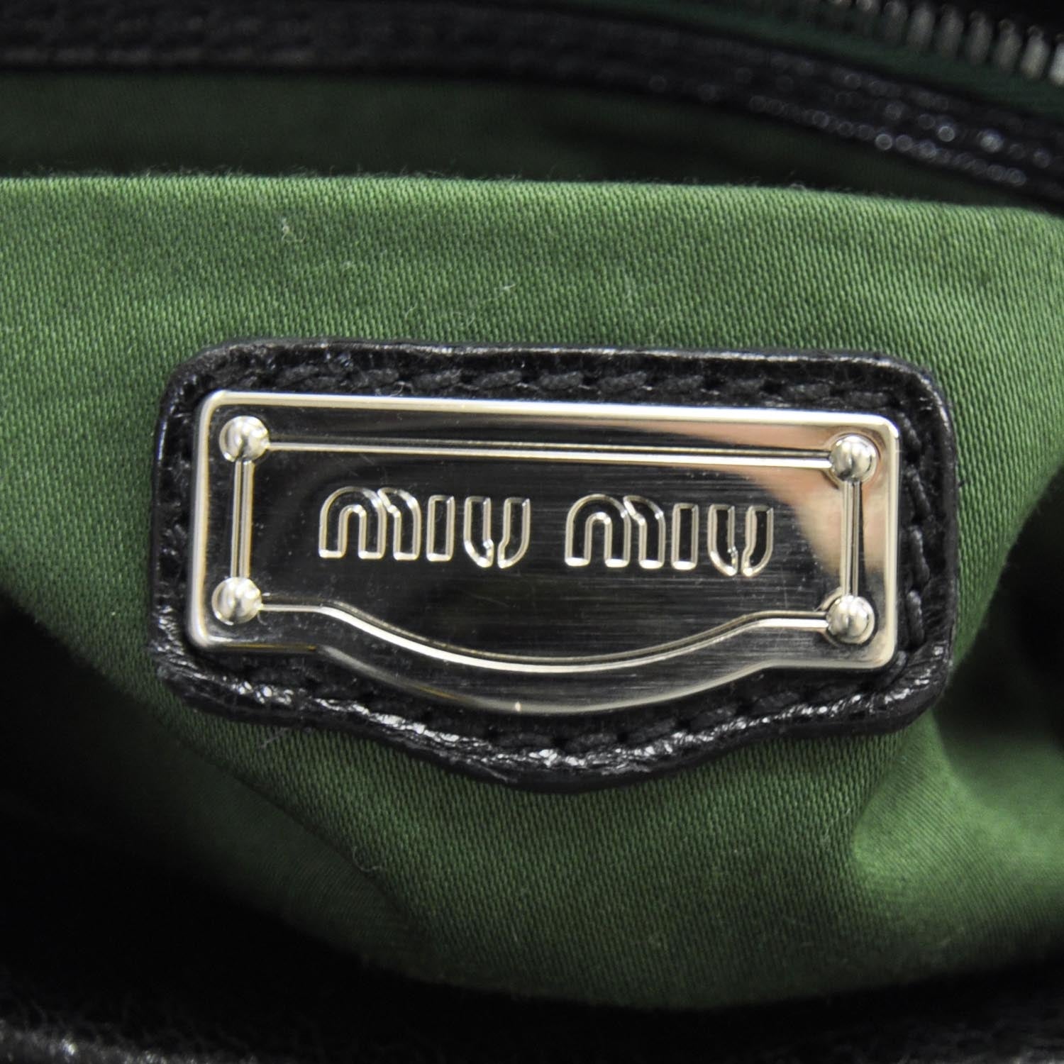 Miu Miu Leather Framed Top Tote Black 8 of 11