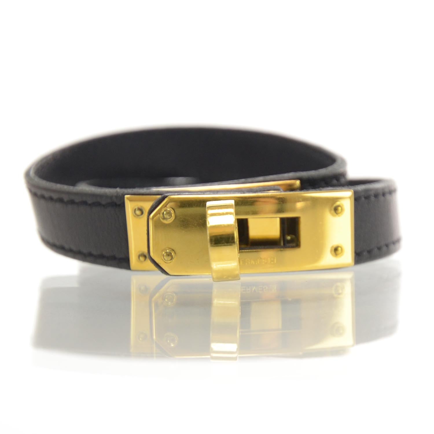 Hermes Box Kelly Double Tour Bracelet Black GHW 1 of 6