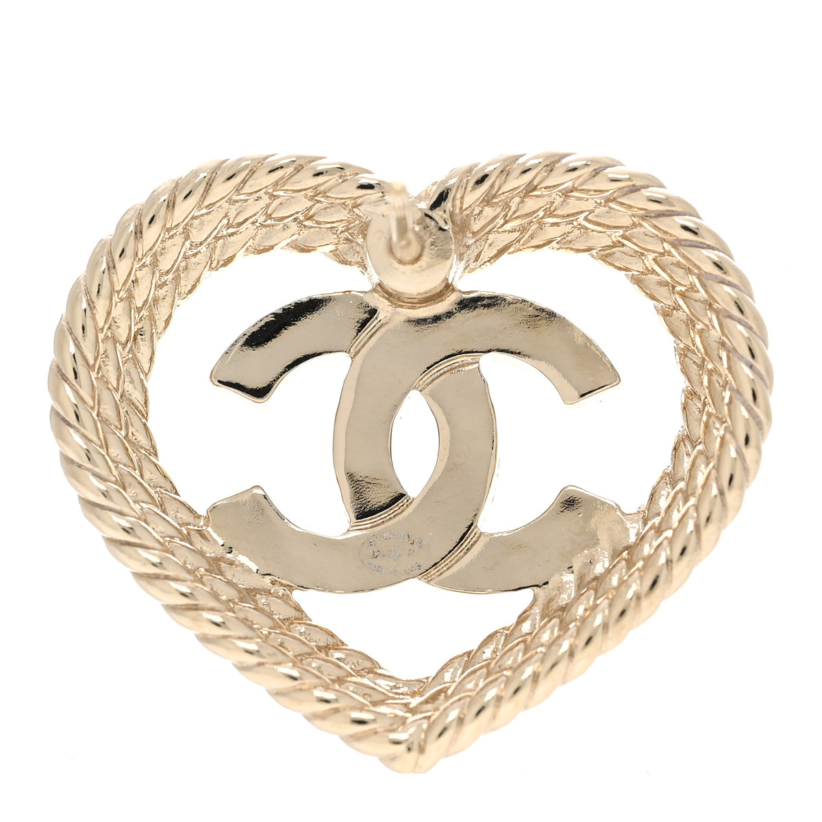 Chanel Crystal CC Twist Heart Earrings Gold 4 of 5