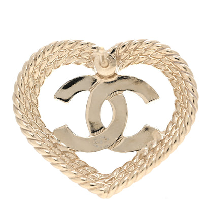 Chanel Crystal CC Twist Heart Earrings Gold 4 of 5