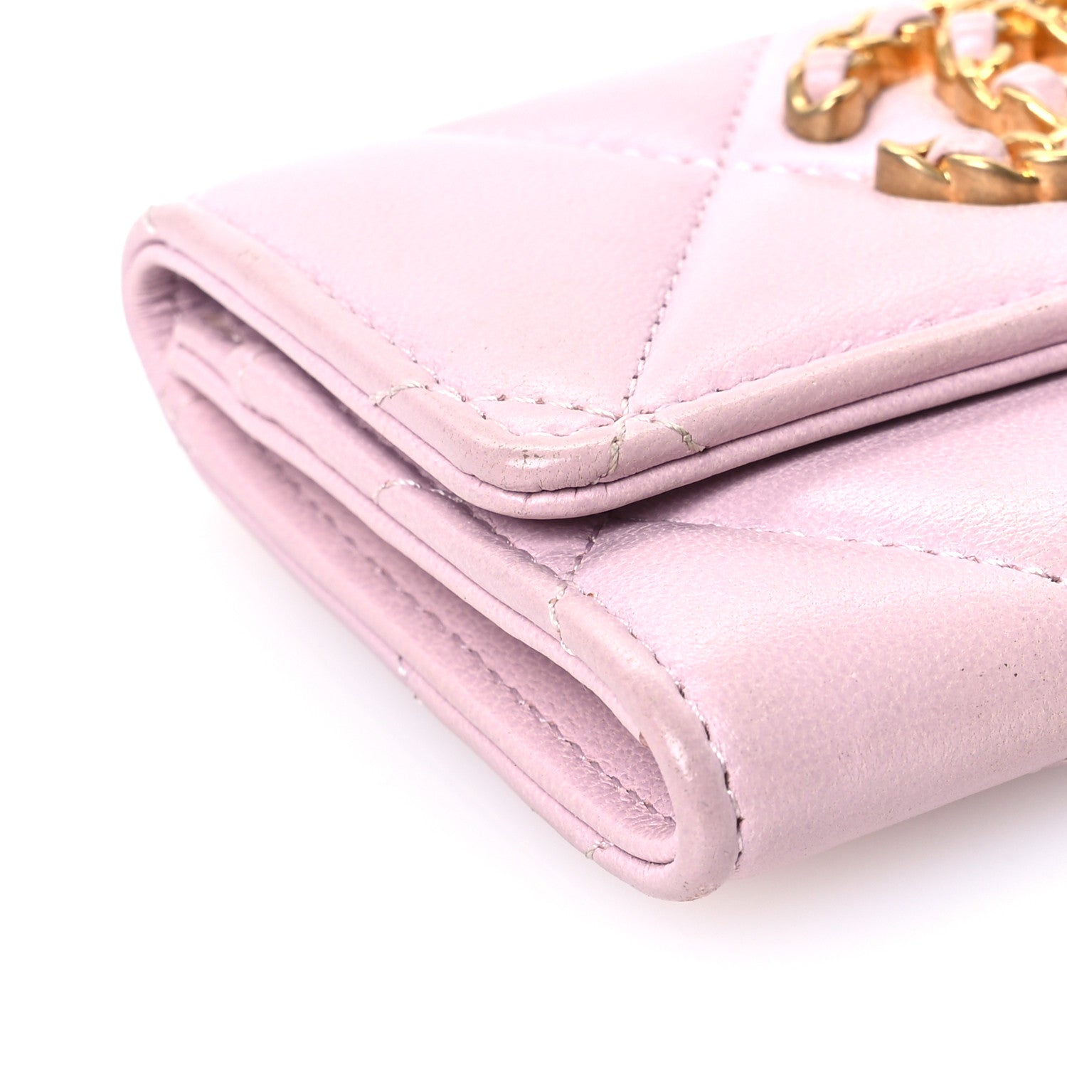 Chanel Lambskin Quilted Chanel 19 Flap Card Holder Light Pink 9 of 10
