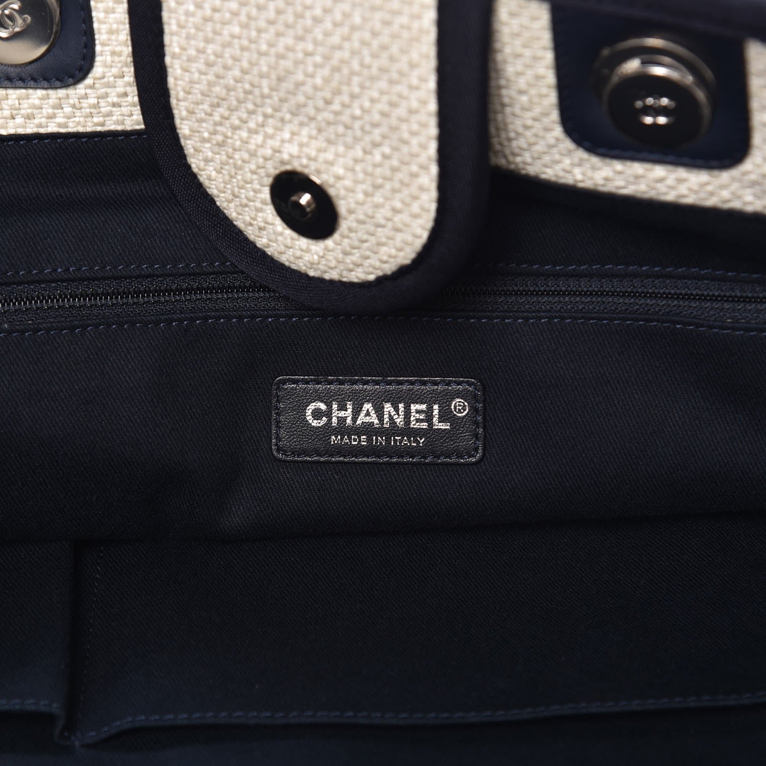 Chanel Woven Straw Raffia Extra Large Deauville Tote White Navy 7 of 9