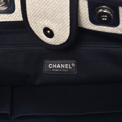 Chanel Woven Straw Raffia Extra Large Deauville Tote White Navy 7 of 9